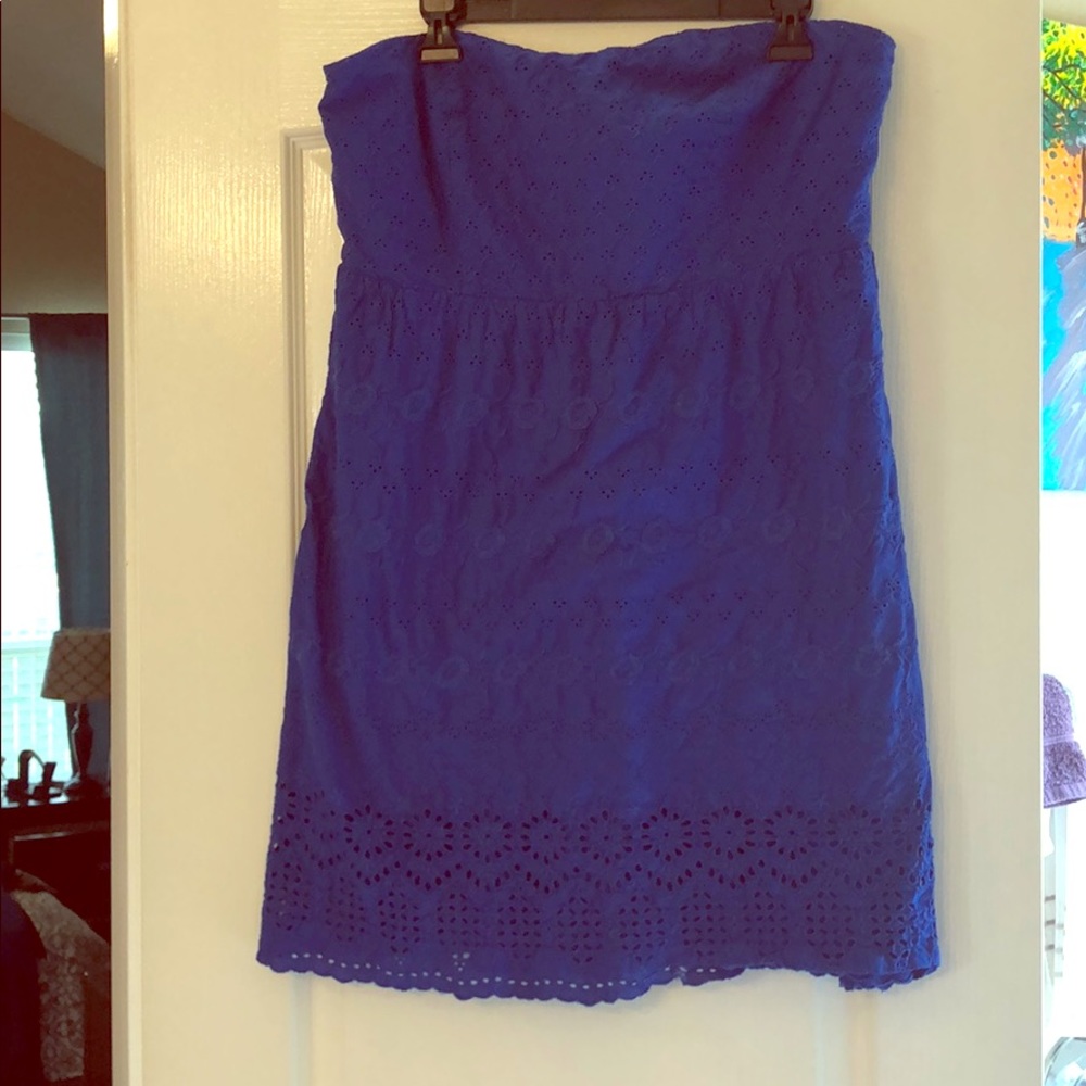 Old navy blue eyelet strapless dress
